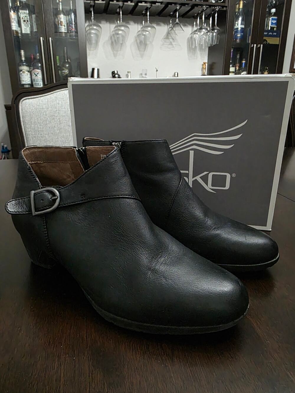 Dansko Darbie Burnished Nubuck Black Leather Bootie Size EU 41